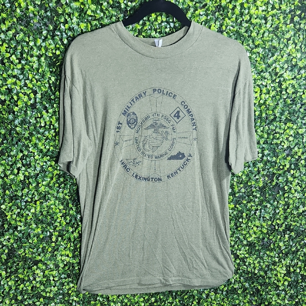 Green Short Sleeve Tee with Vintage Graphic